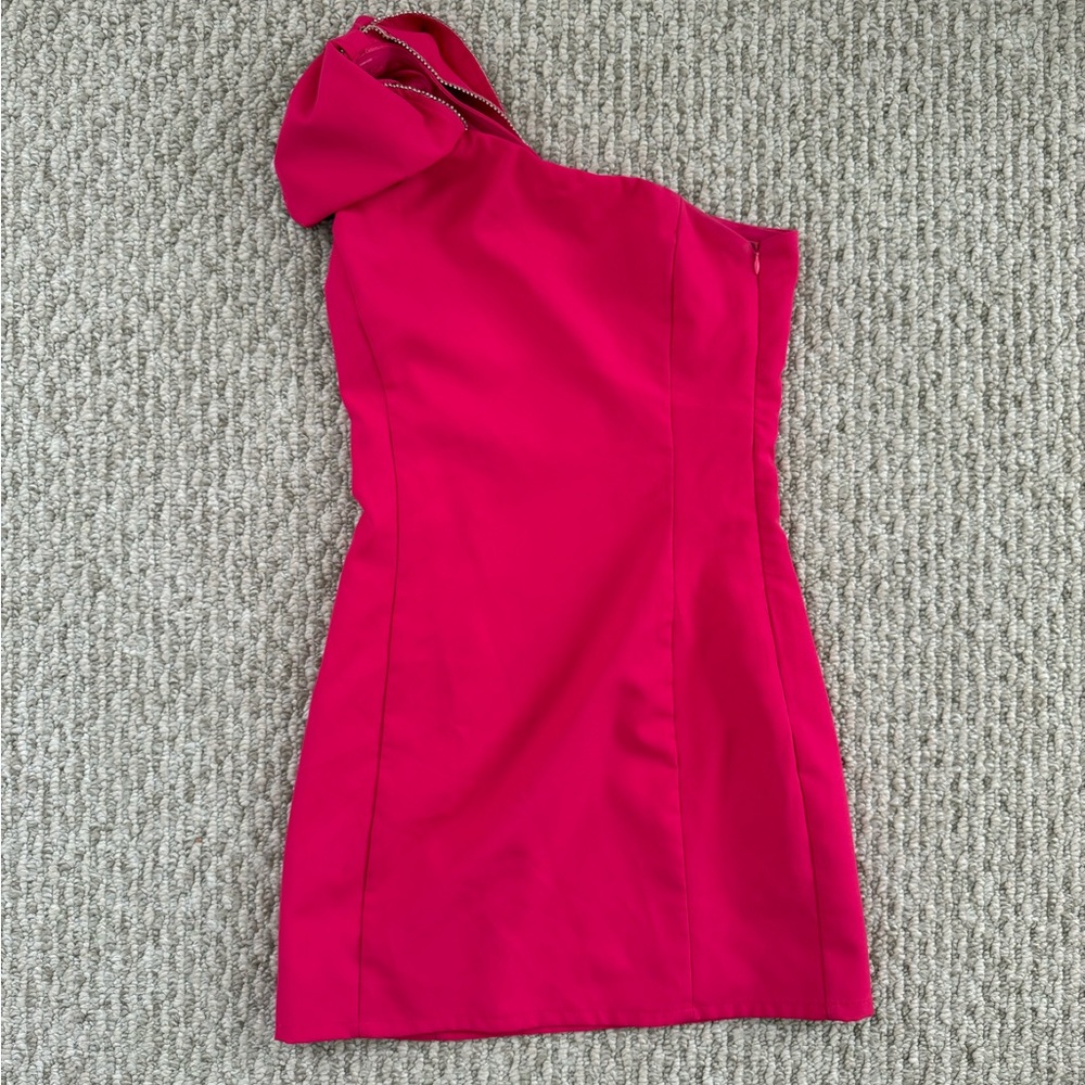 Vici Pink Bow One Shoulder Event Dress - Picture 2 of 6